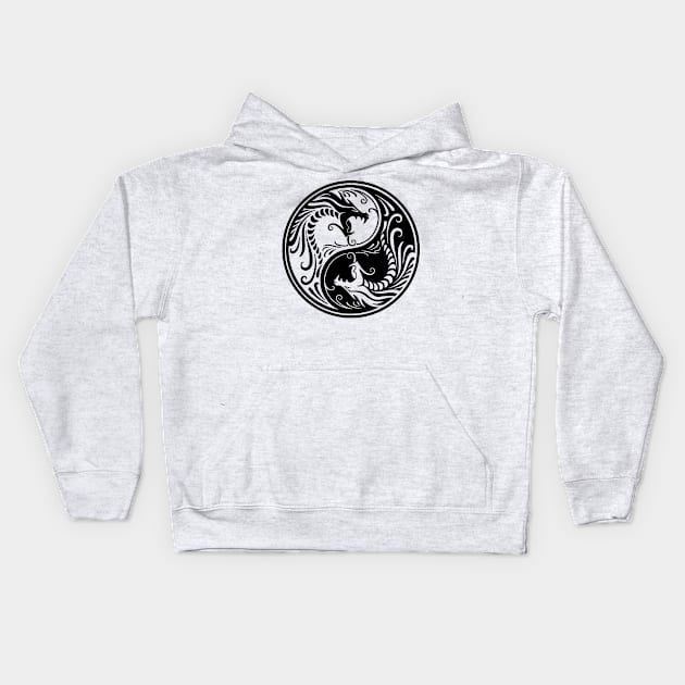 Dragon ying-yang Kids Hoodie by yukiotanaka